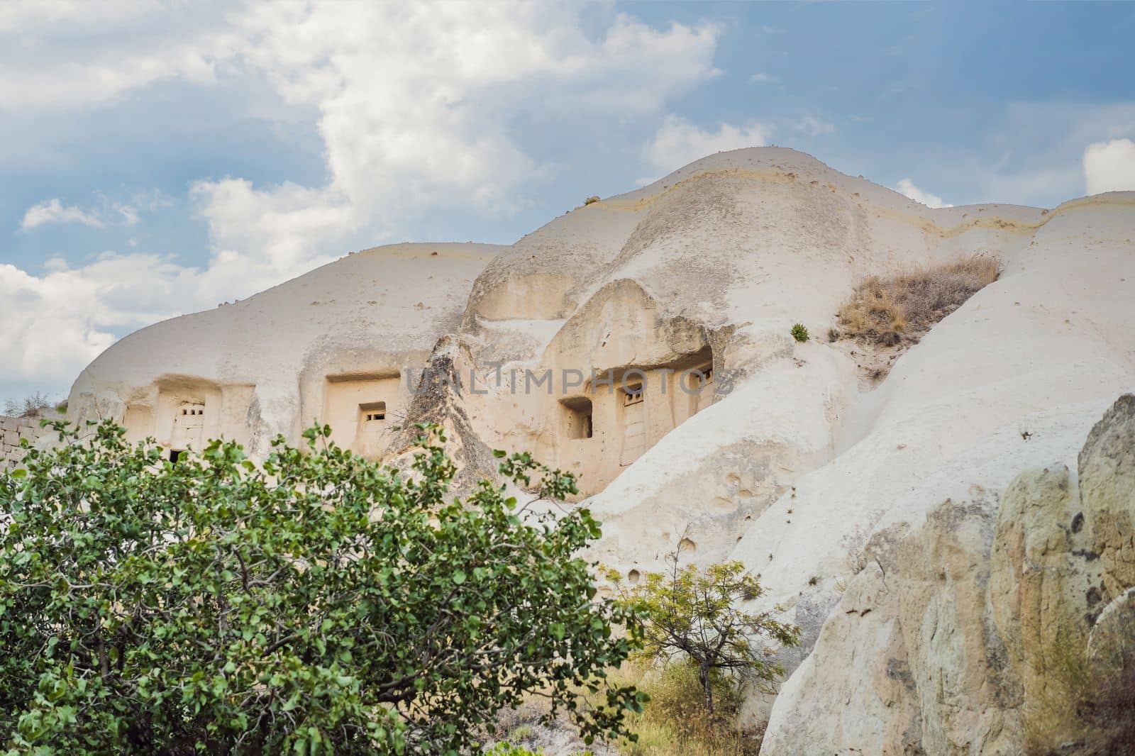 Unique geological formations in Love Valley in Cappadocia, popular travel destination in Turkey.