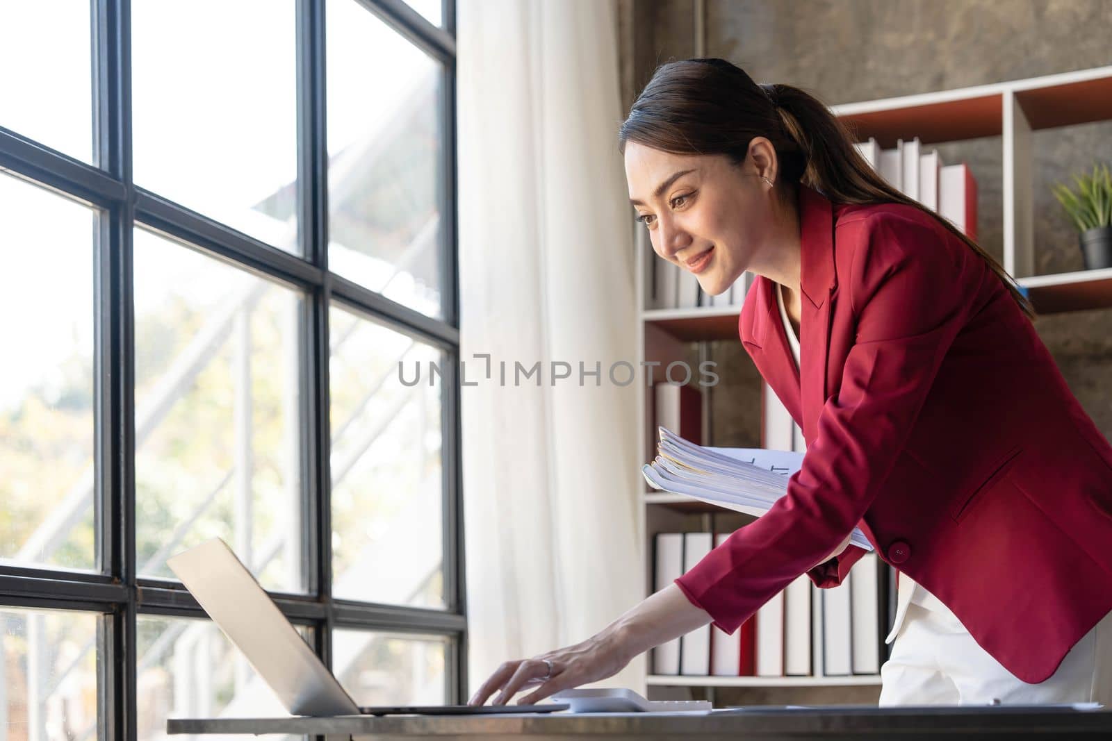 Business Documents, Auditor businesswoman checking searching document legal prepare paperwork or report for analysis TAX time,accountant Documents data contract partner deal in workplace office..