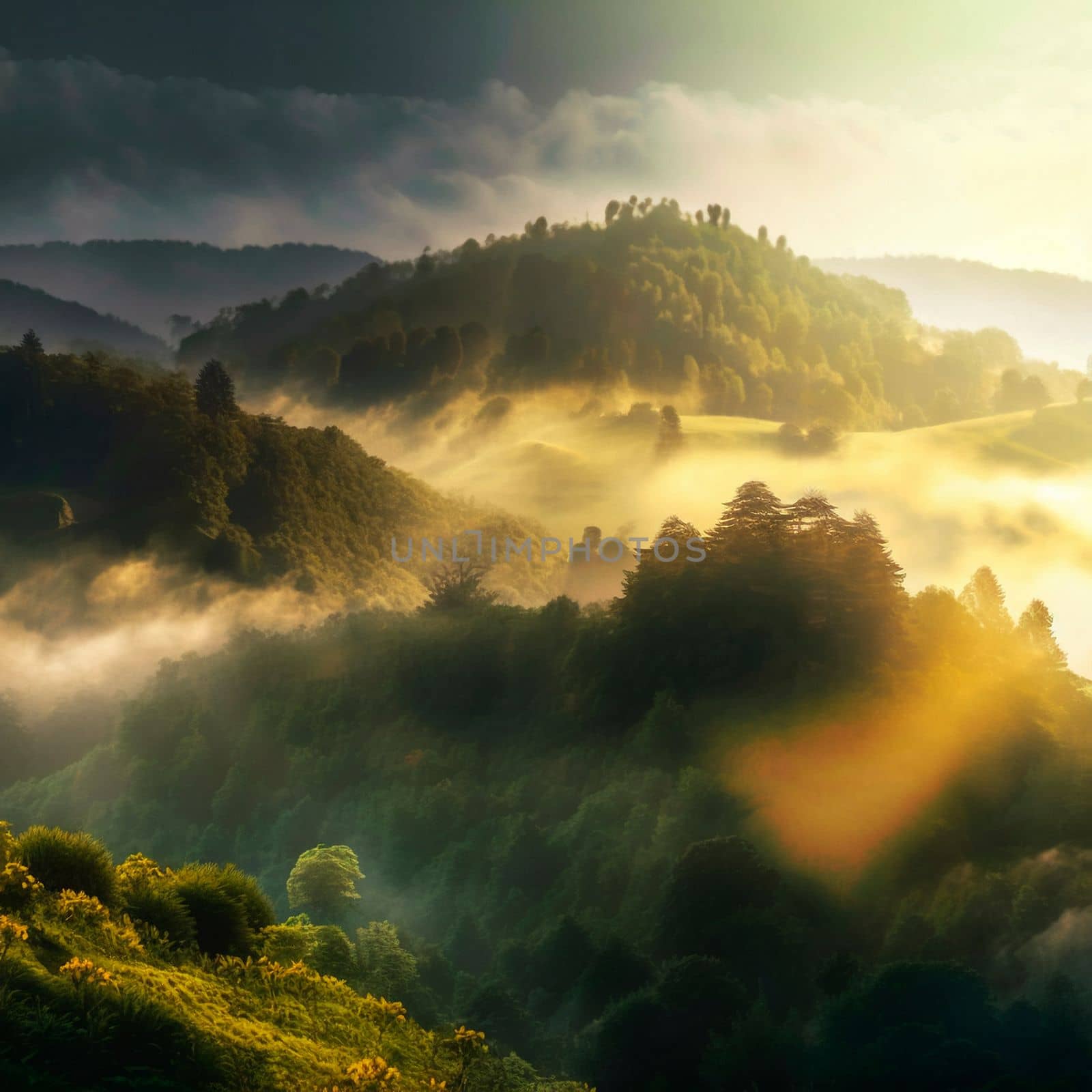 A forest in the mountains, shrouded in morning fog by NeuroSky