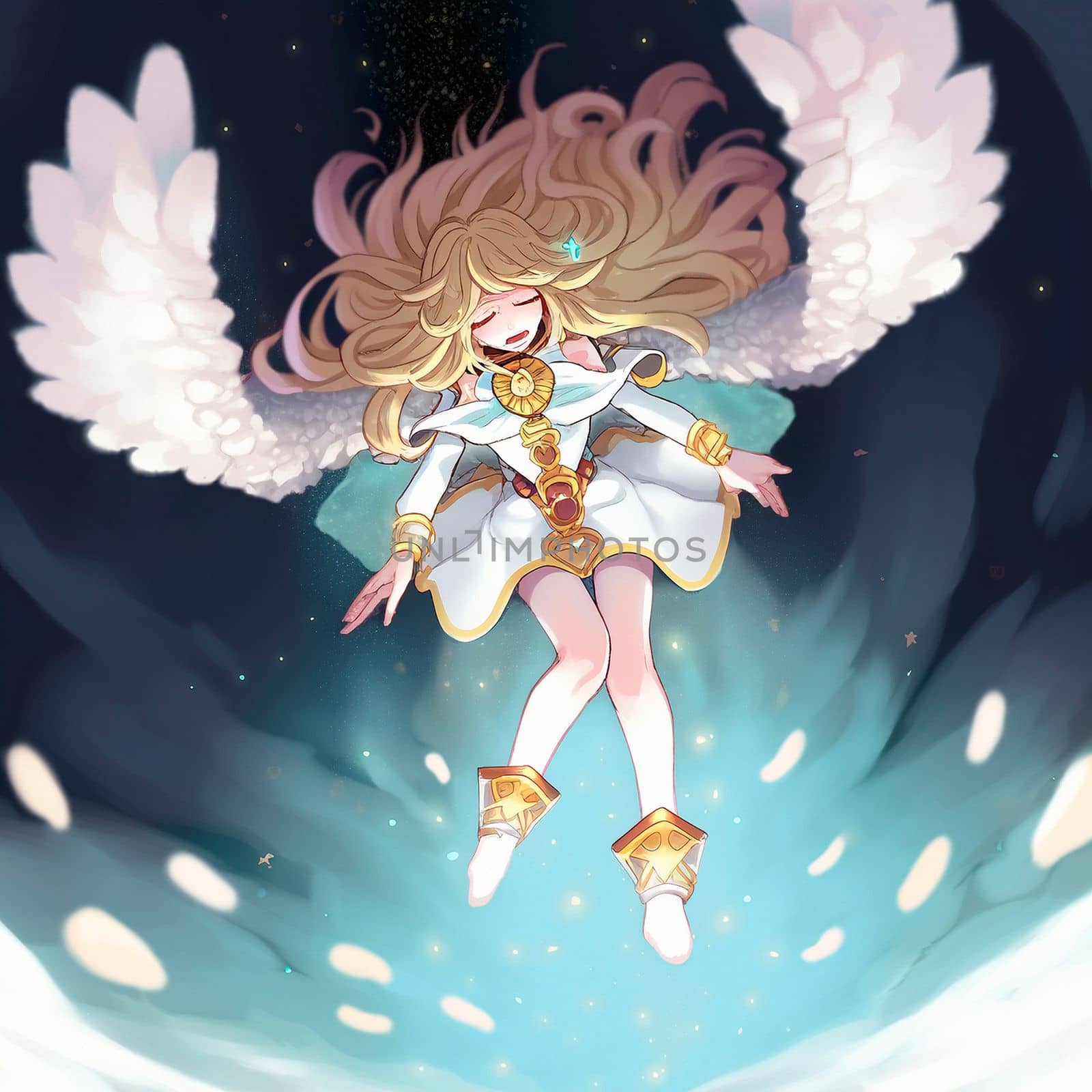 Beautiful angel girl in anime style. High quality illustration