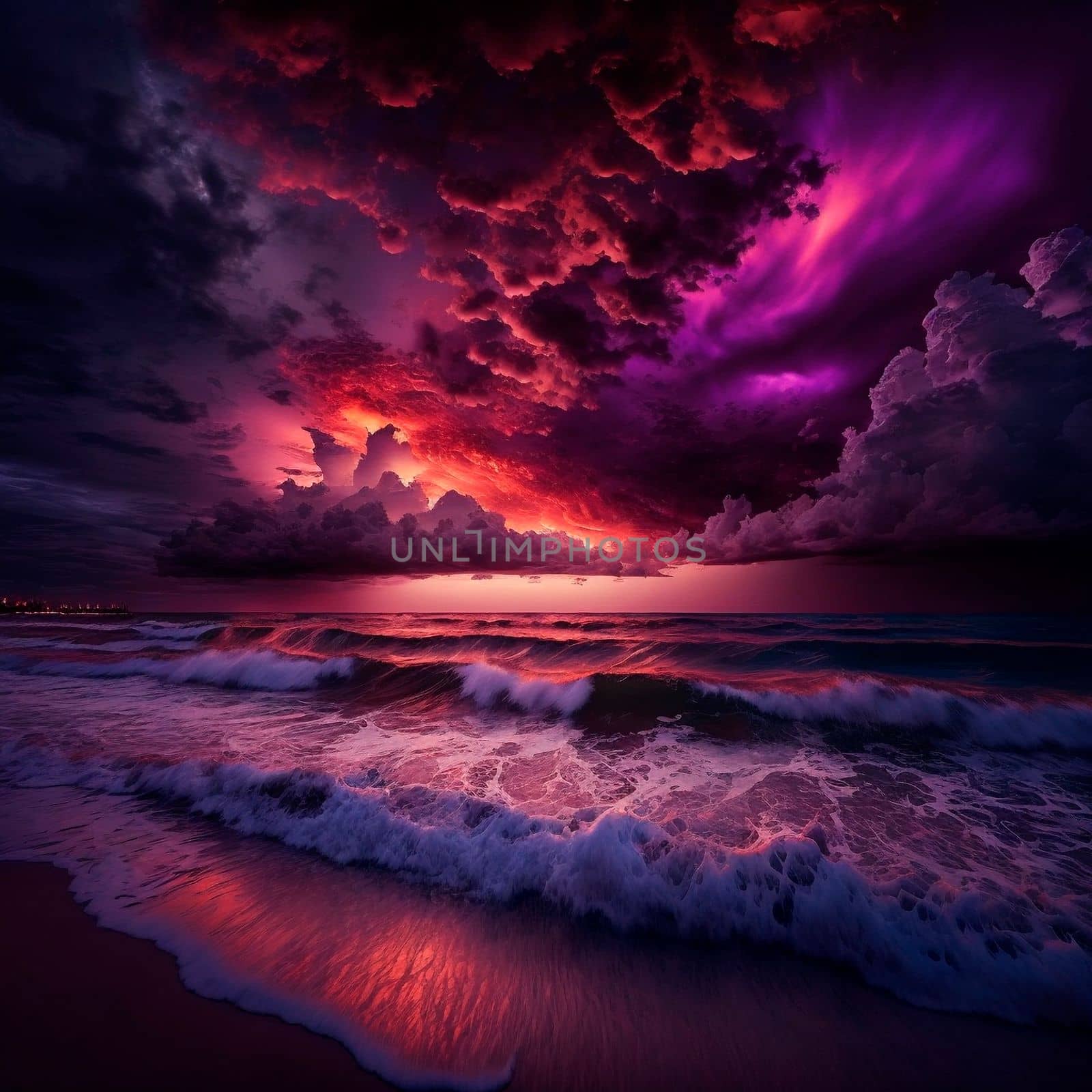 gloomy purple sunset on the beach by NeuroSky