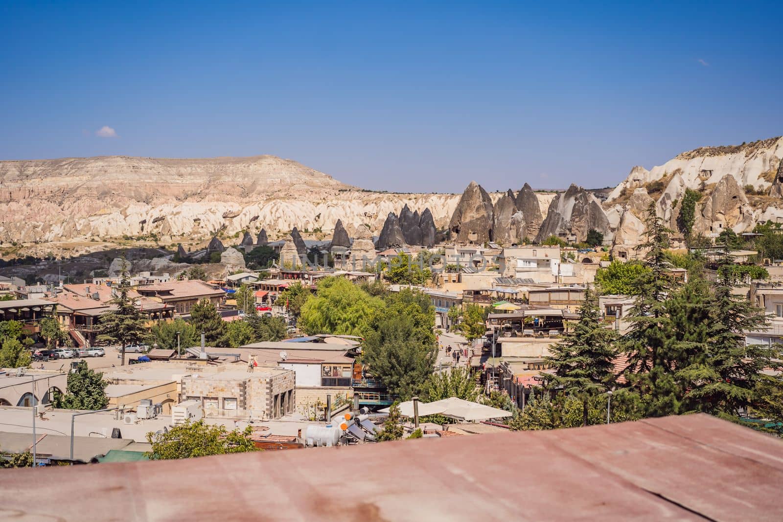 Beautiful stunning view of the mountains of Cappadocia and cave houses. Turkey by galitskaya