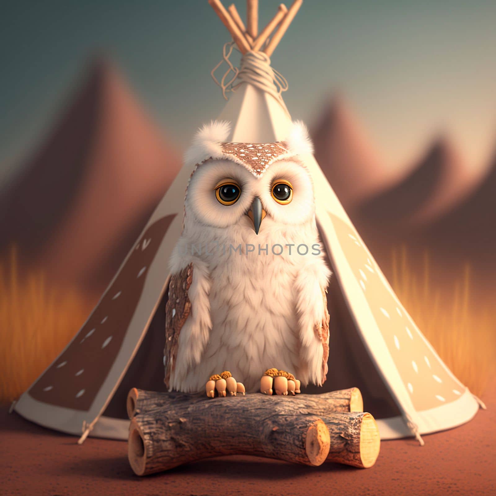 Light owl on tippi background. High quality illustration