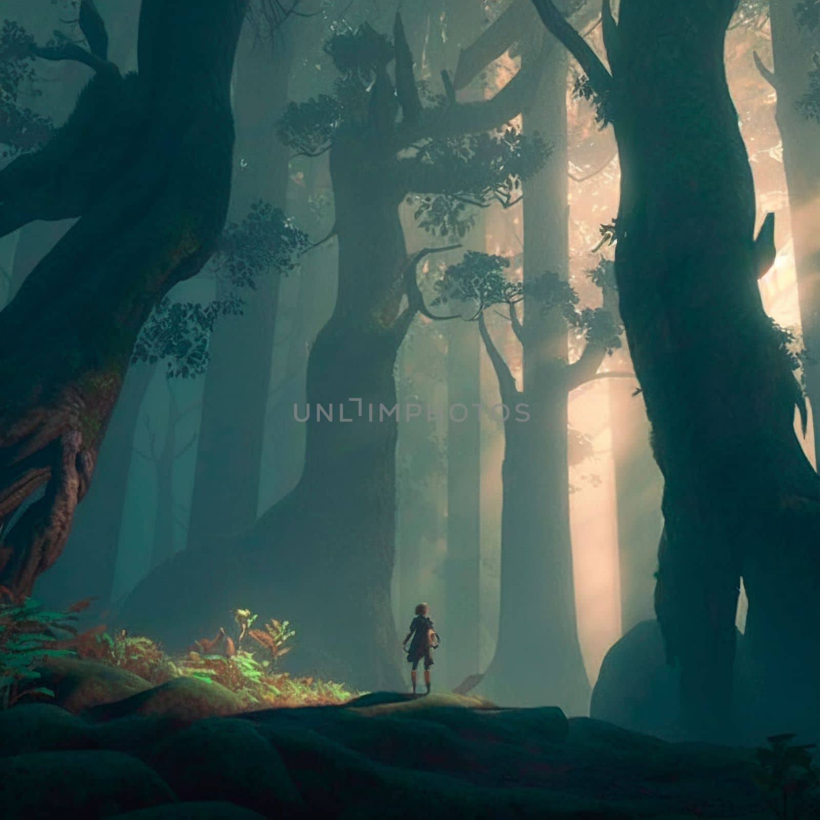 A girl in a big forest by NeuroSky