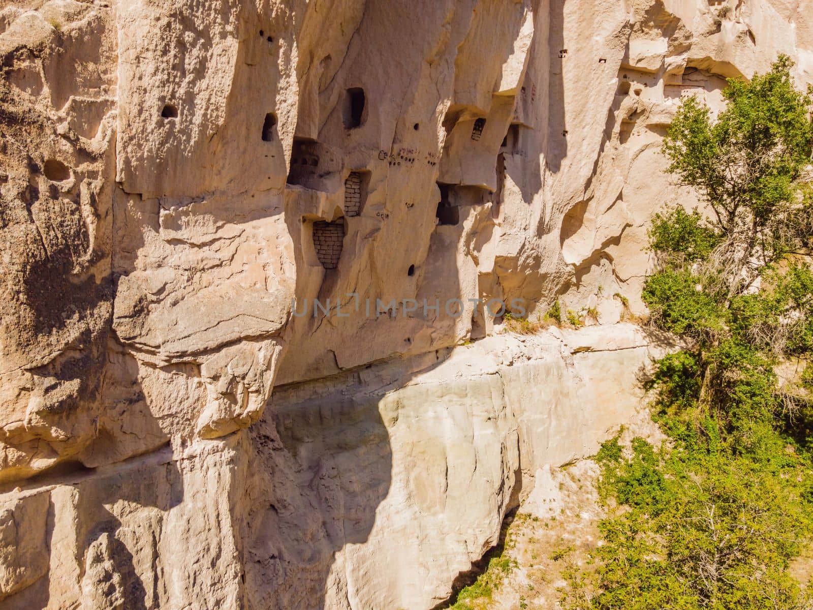 Beautiful stunning view of the mountains of Cappadocia and cave houses. Turkey by galitskaya