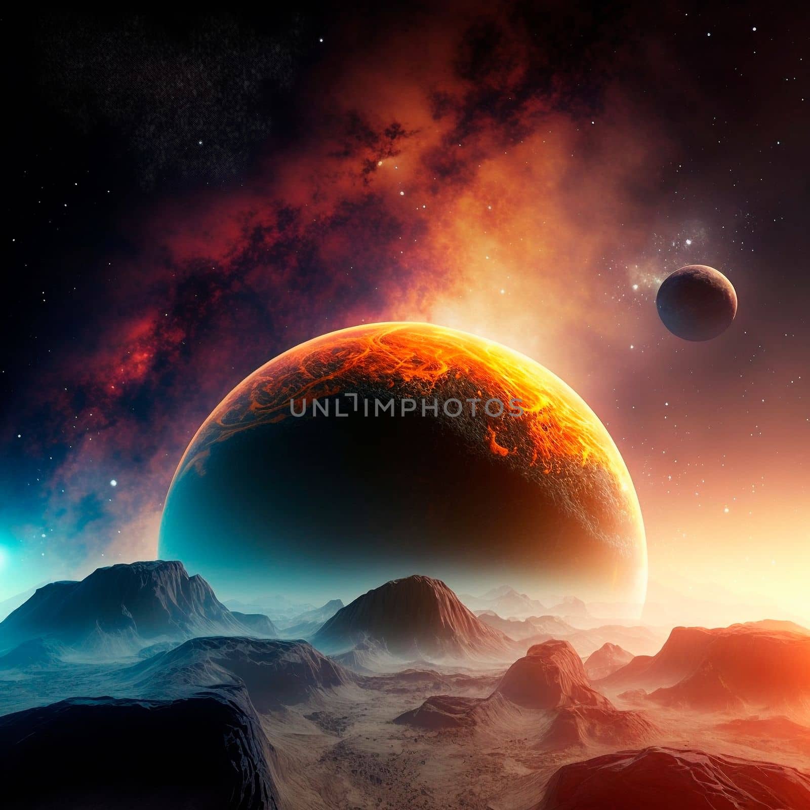 An unexplored planet in the sky. High quality illustration