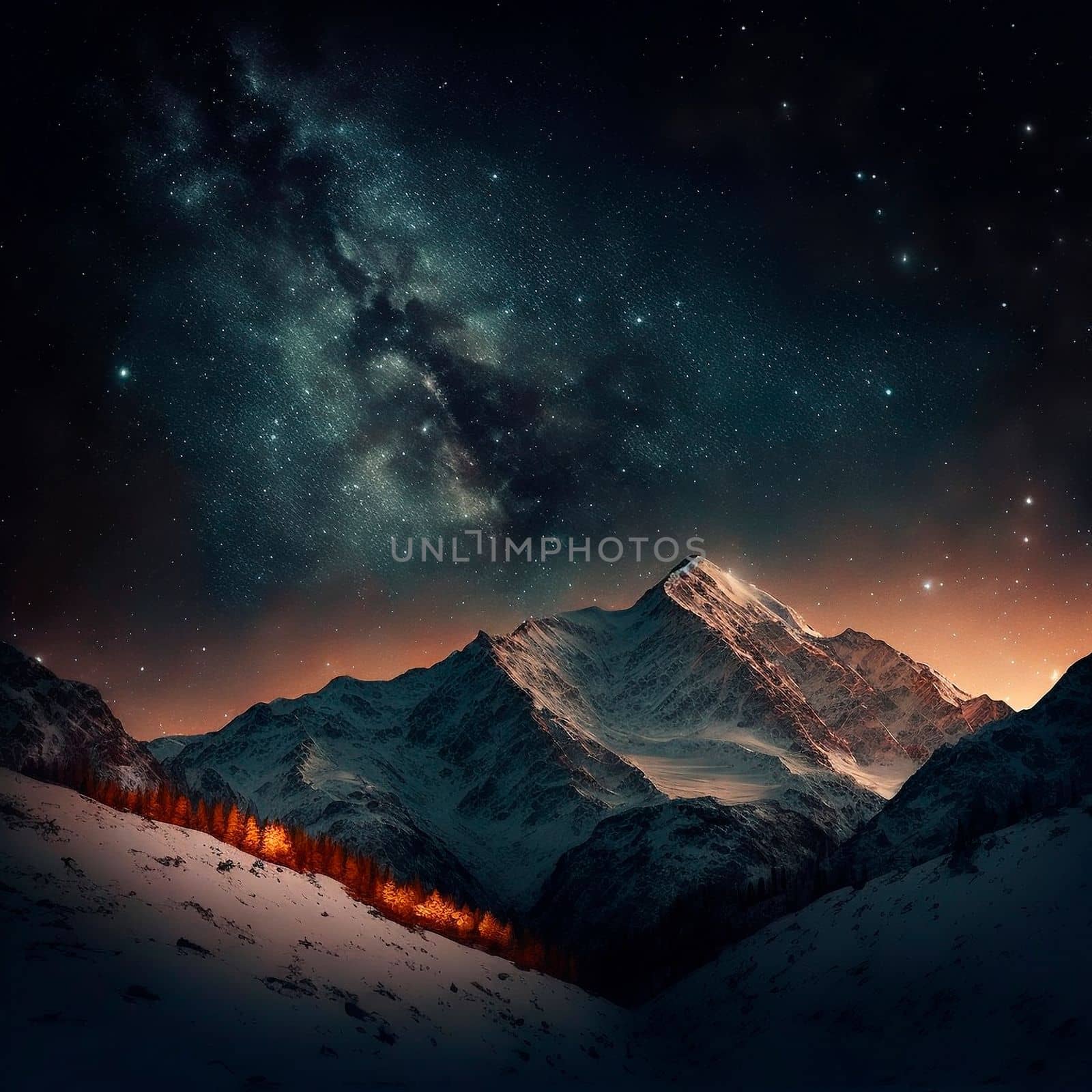 Mountains under the starry sky by NeuroSky