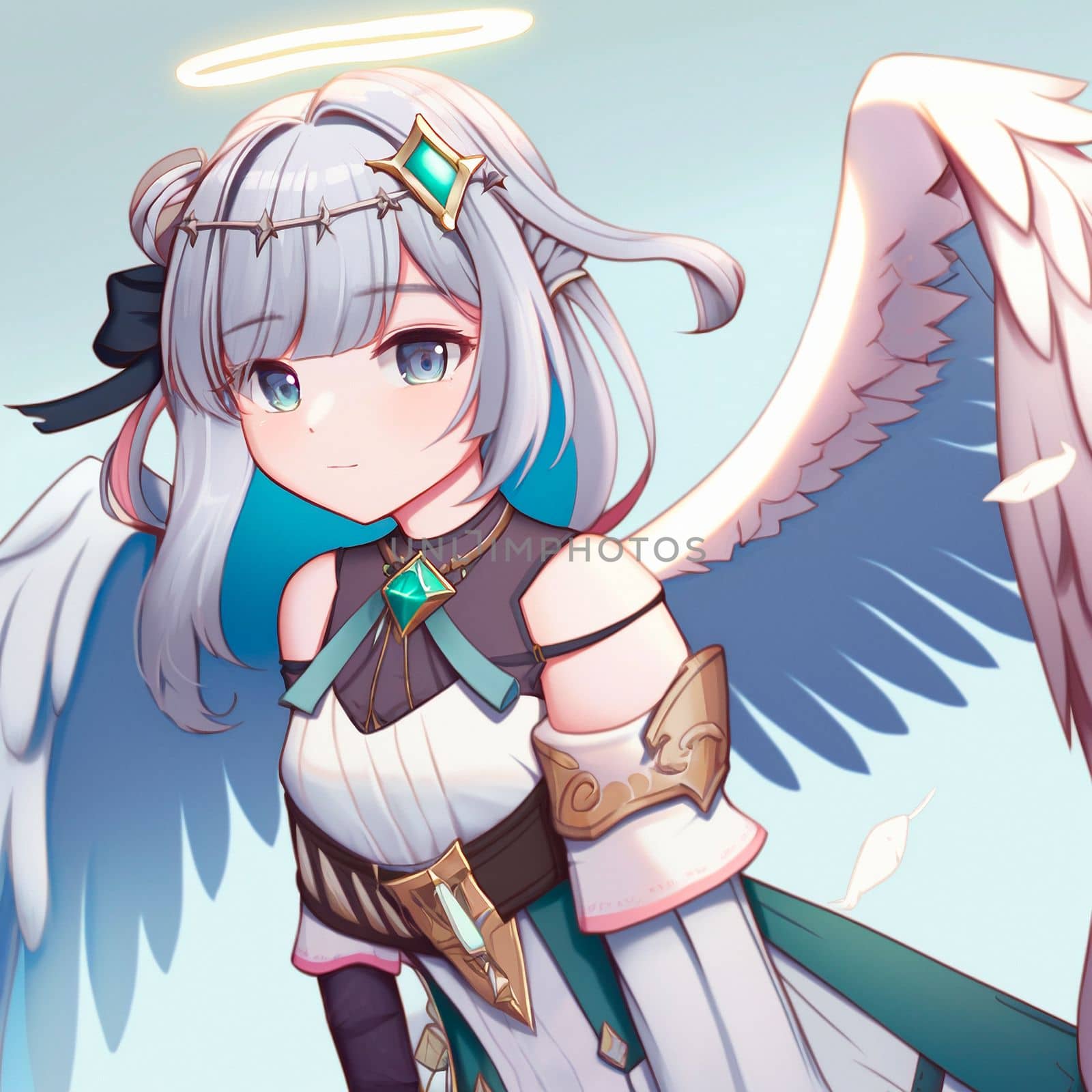 Beautiful angel girl in anime style. High quality illustration