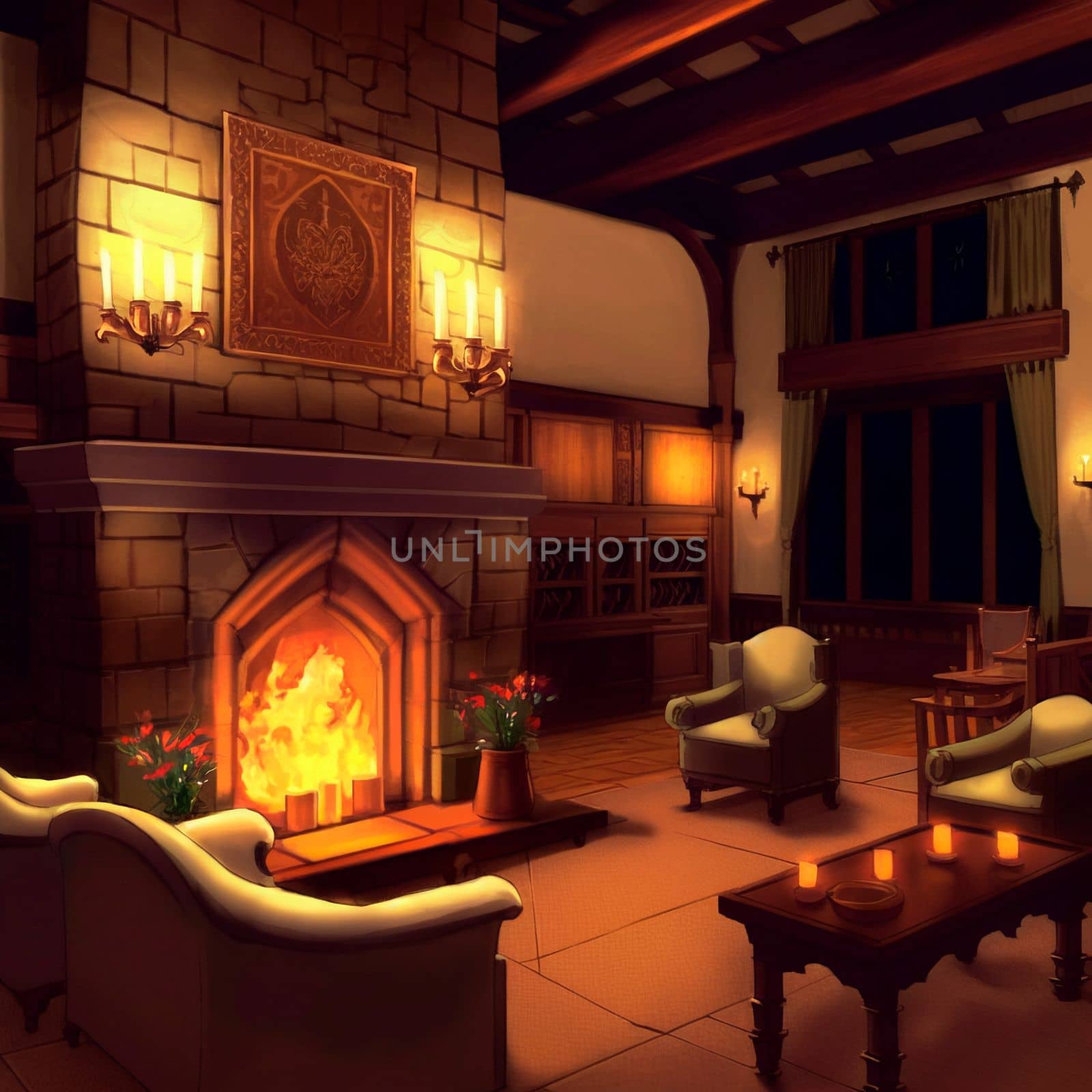 Fireplace illustration. High quality illustration