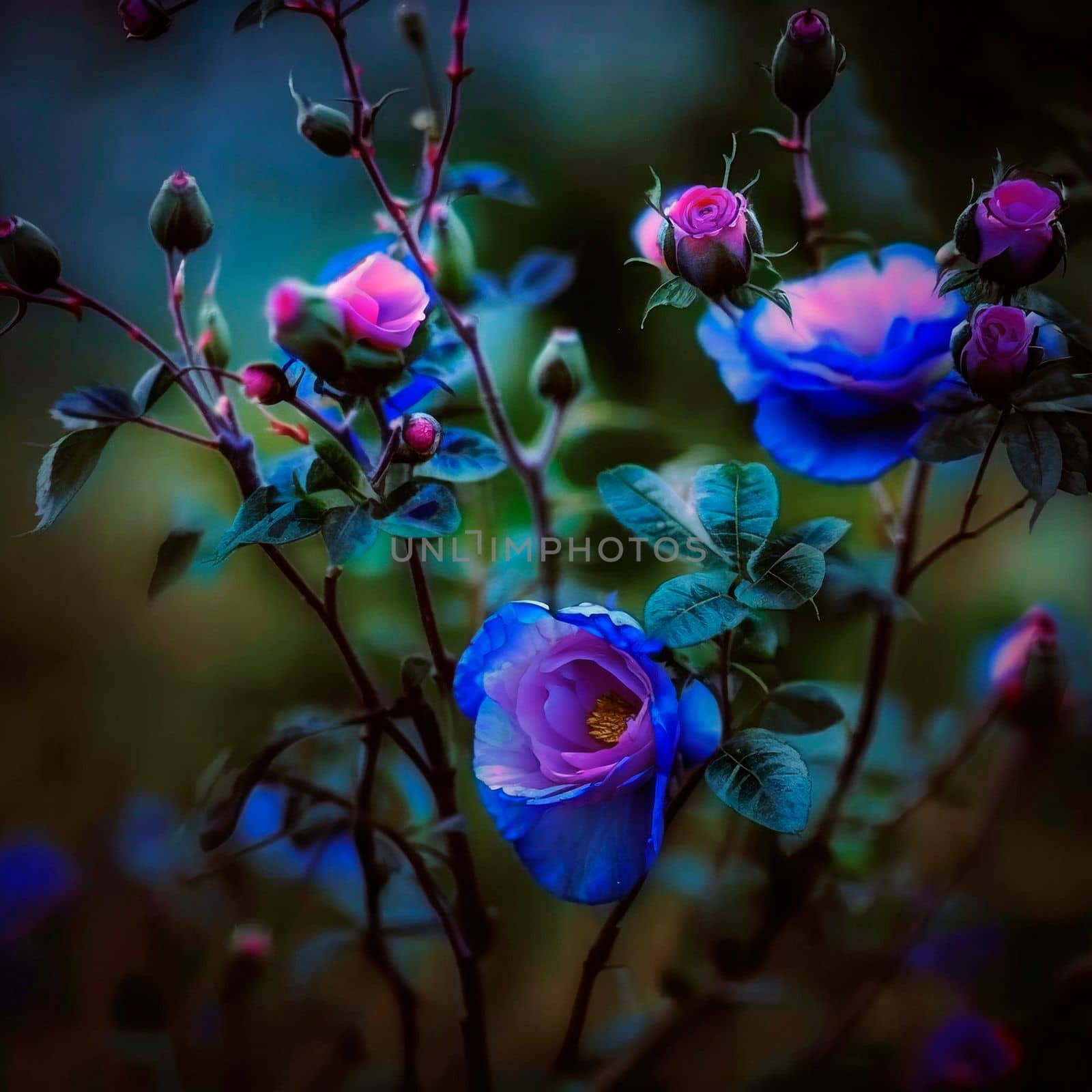 Wild rose with blue buds by NeuroSky