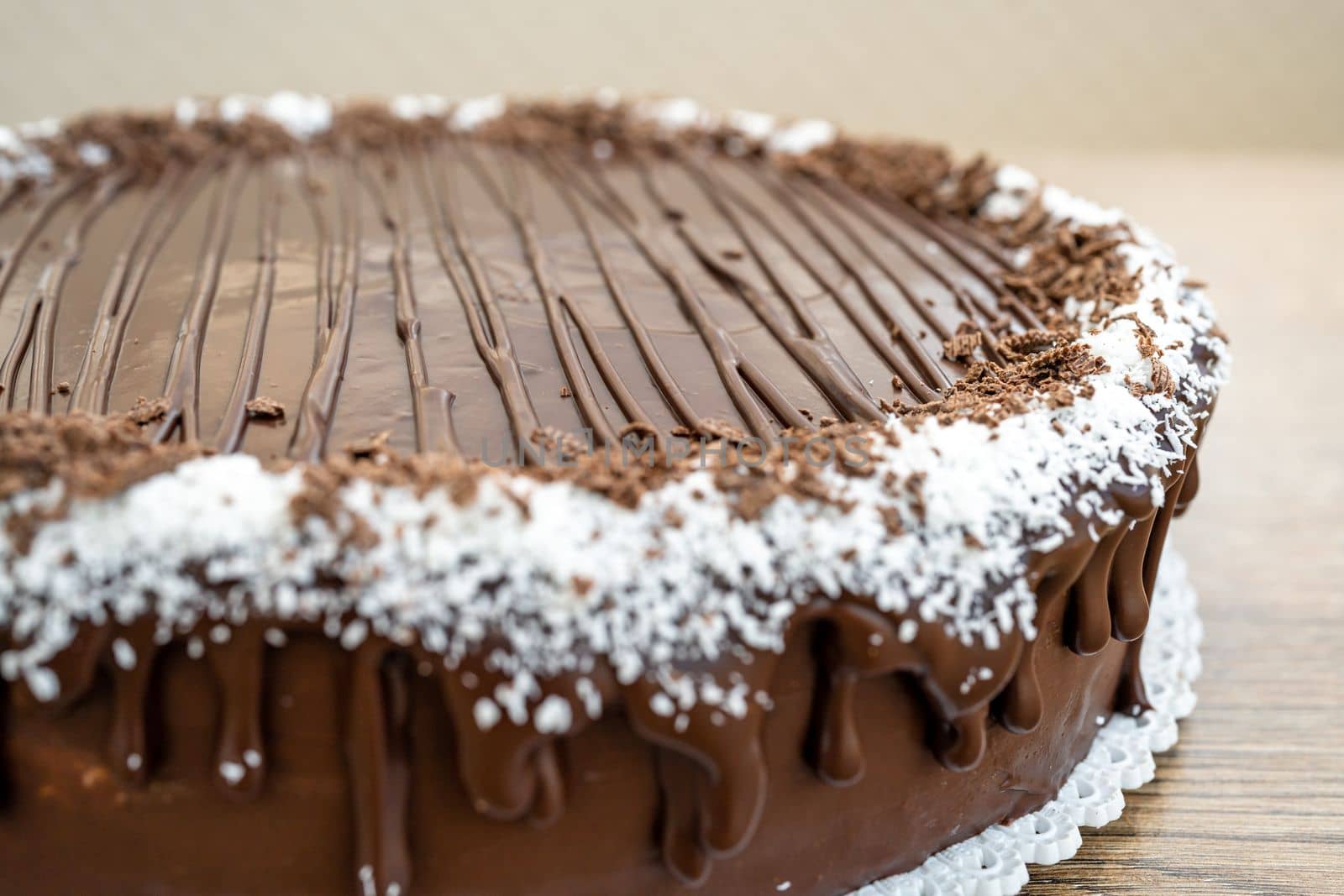 Chocolate cake with cream and icing