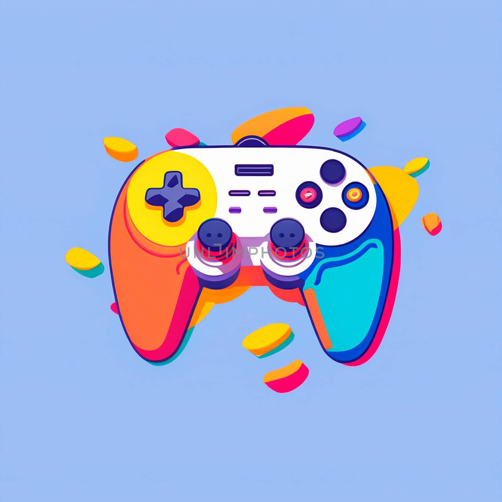 A gamepad in the style of pop art and anime. High quality illustration