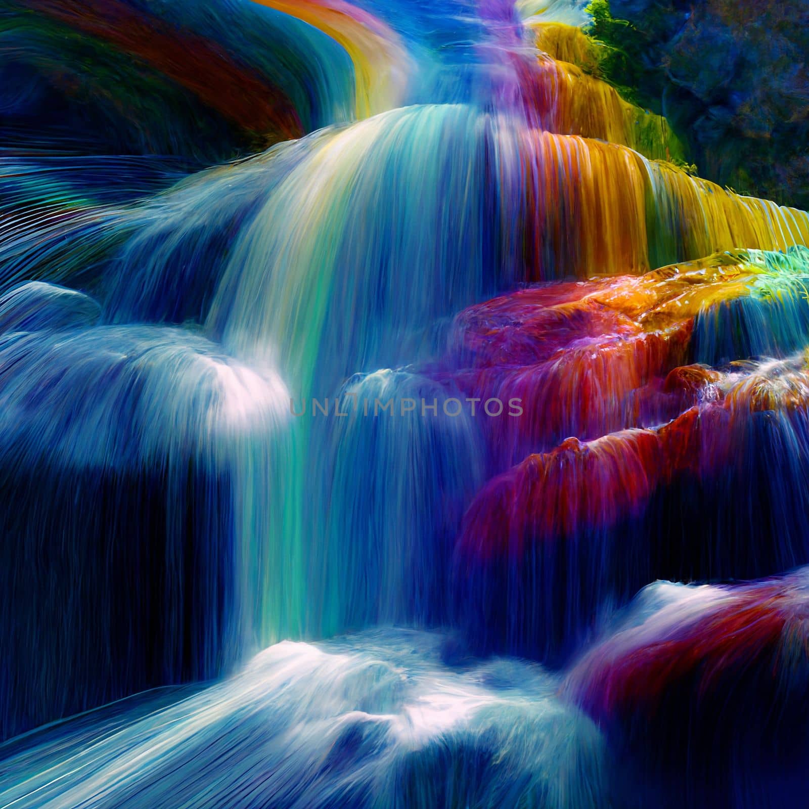 mountain stream with water shimmering with rainbow colors by NeuroSky
