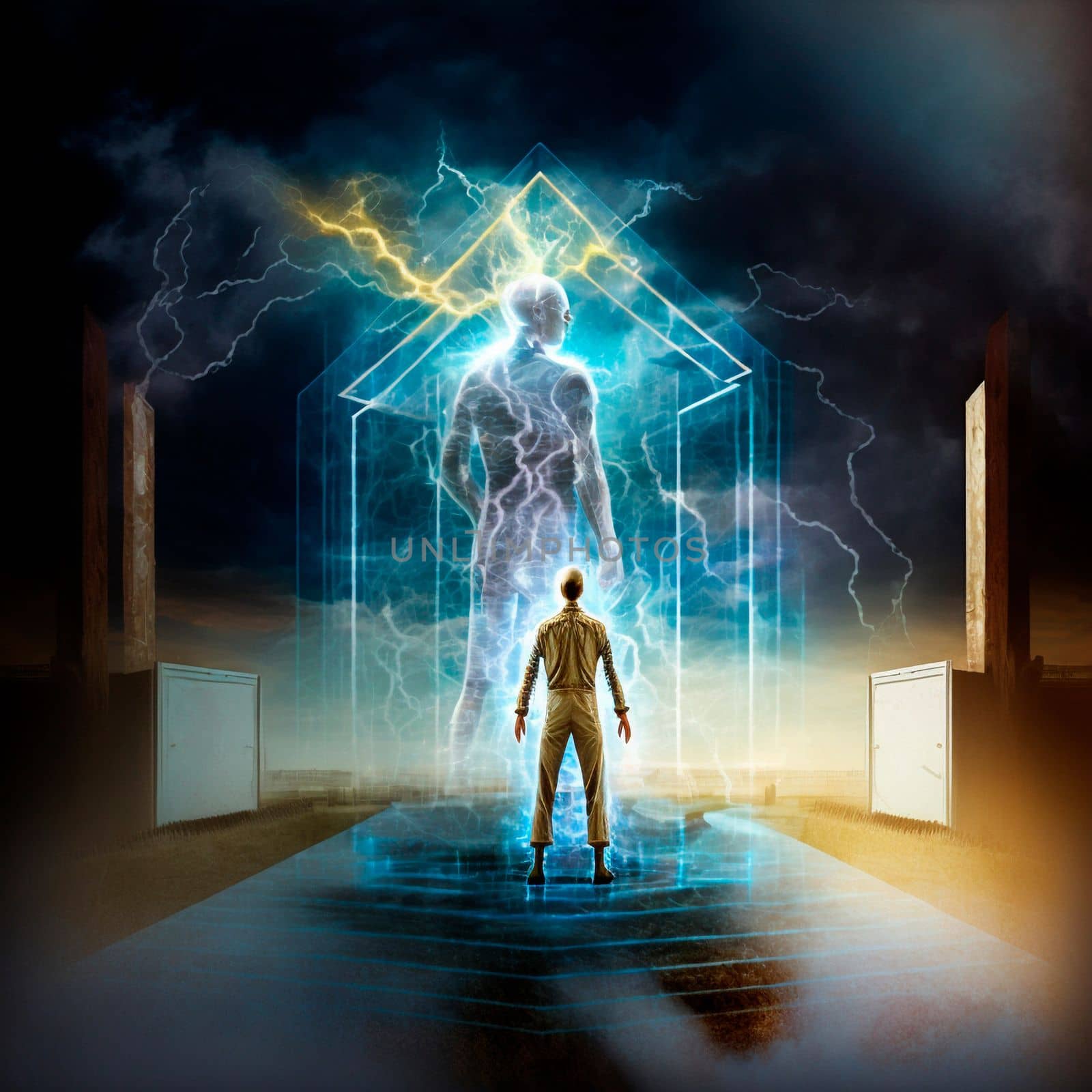 human holography, glow, becoming stronger, insight. High quality illustration
