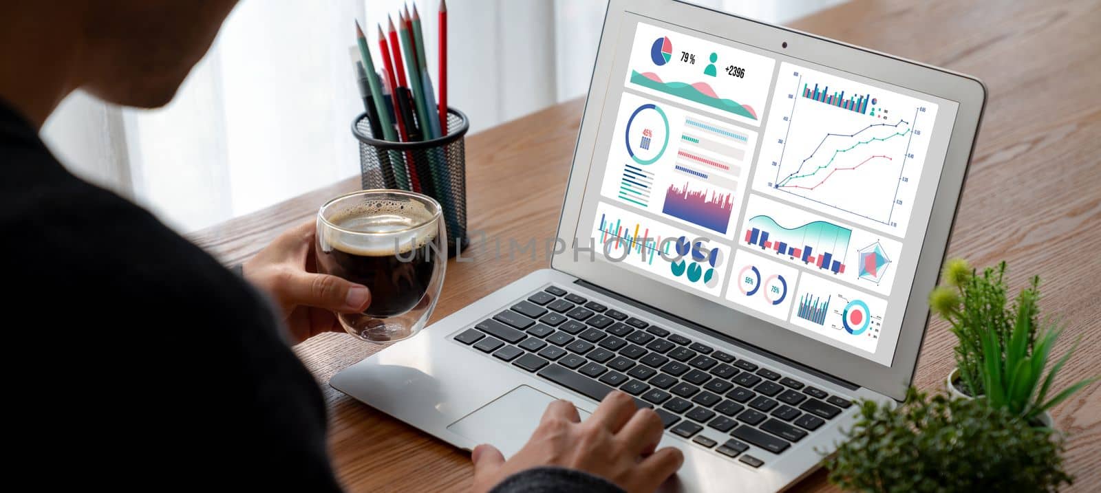 Business data dashboard provide modish business intelligence analytic by biancoblue