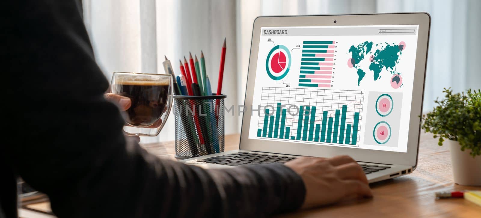 Business data dashboard provide modish business intelligence analytic for marketing strategy planning