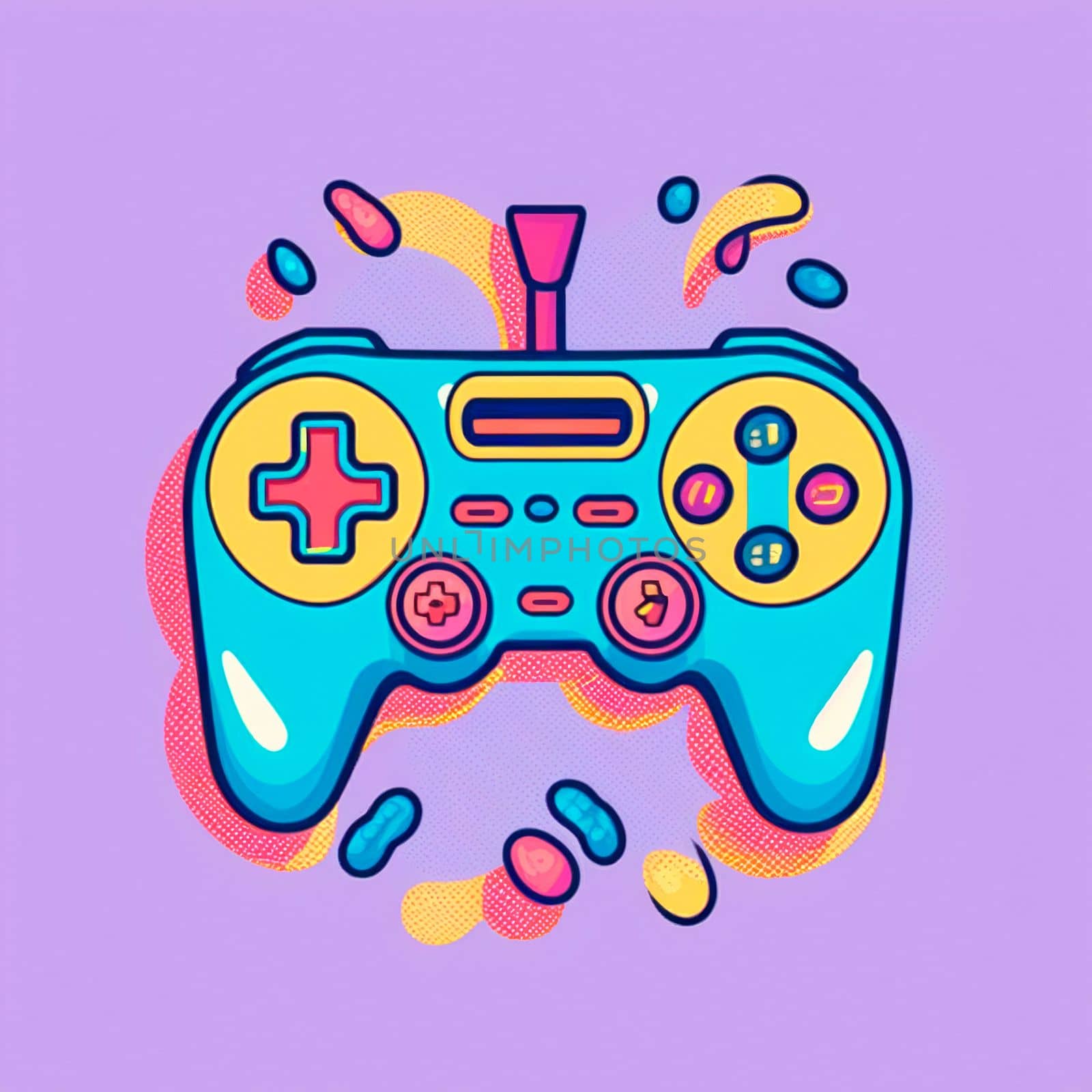 A gamepad in the style of pop art and anime. High quality illustration
