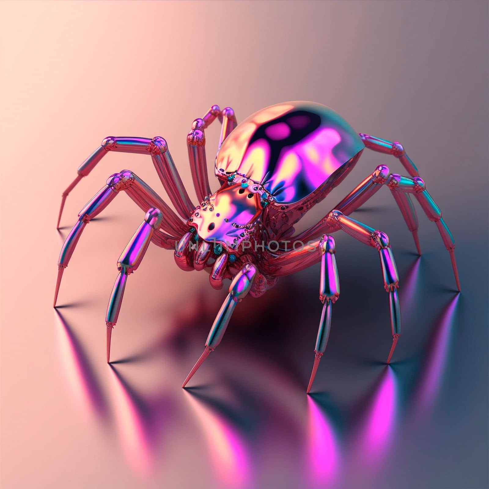 3d model of a pink and gold spider. Shiny , glossy figure. High quality illustration