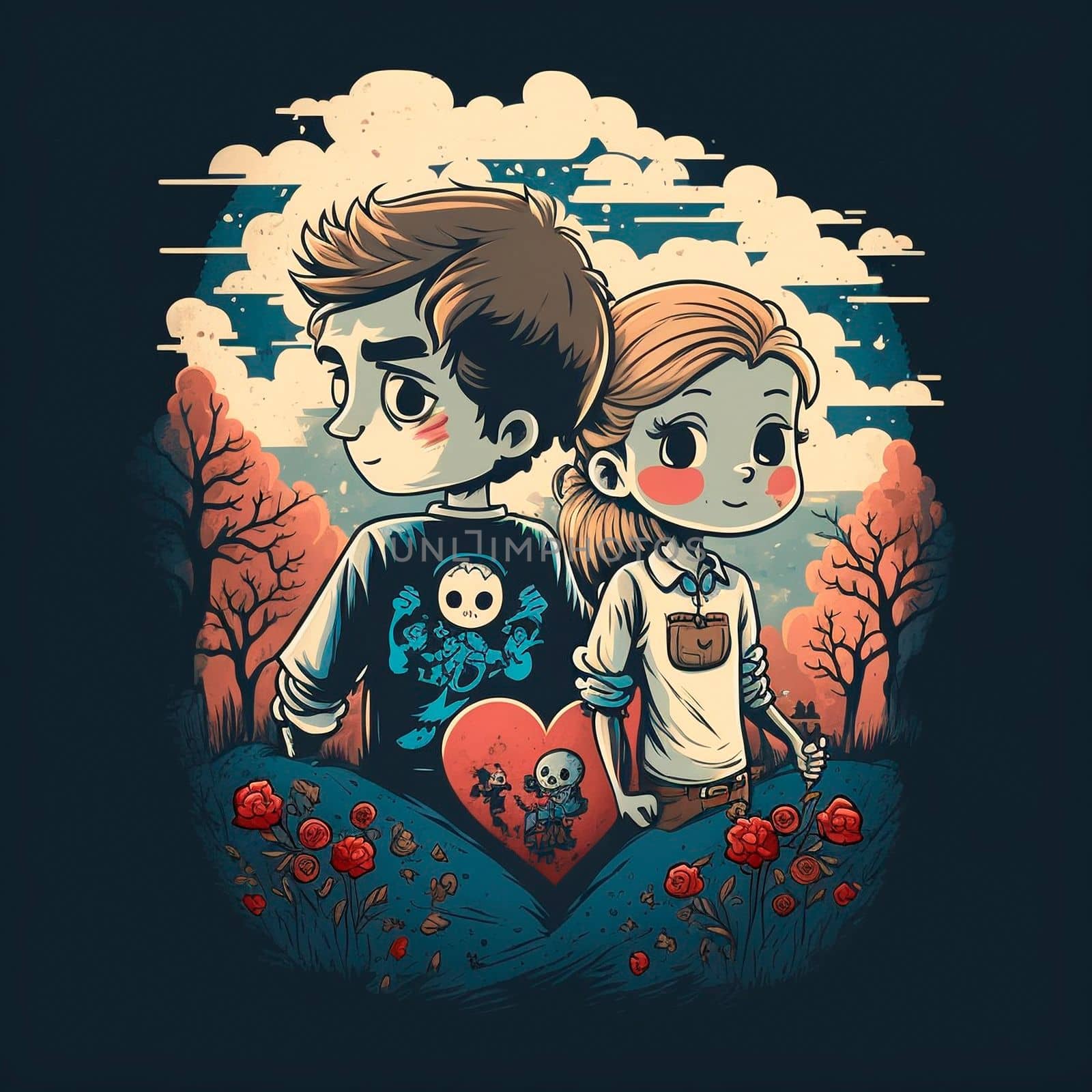 Two lovers, a boy and a girl. Design for Valentine's Day. High quality illustration