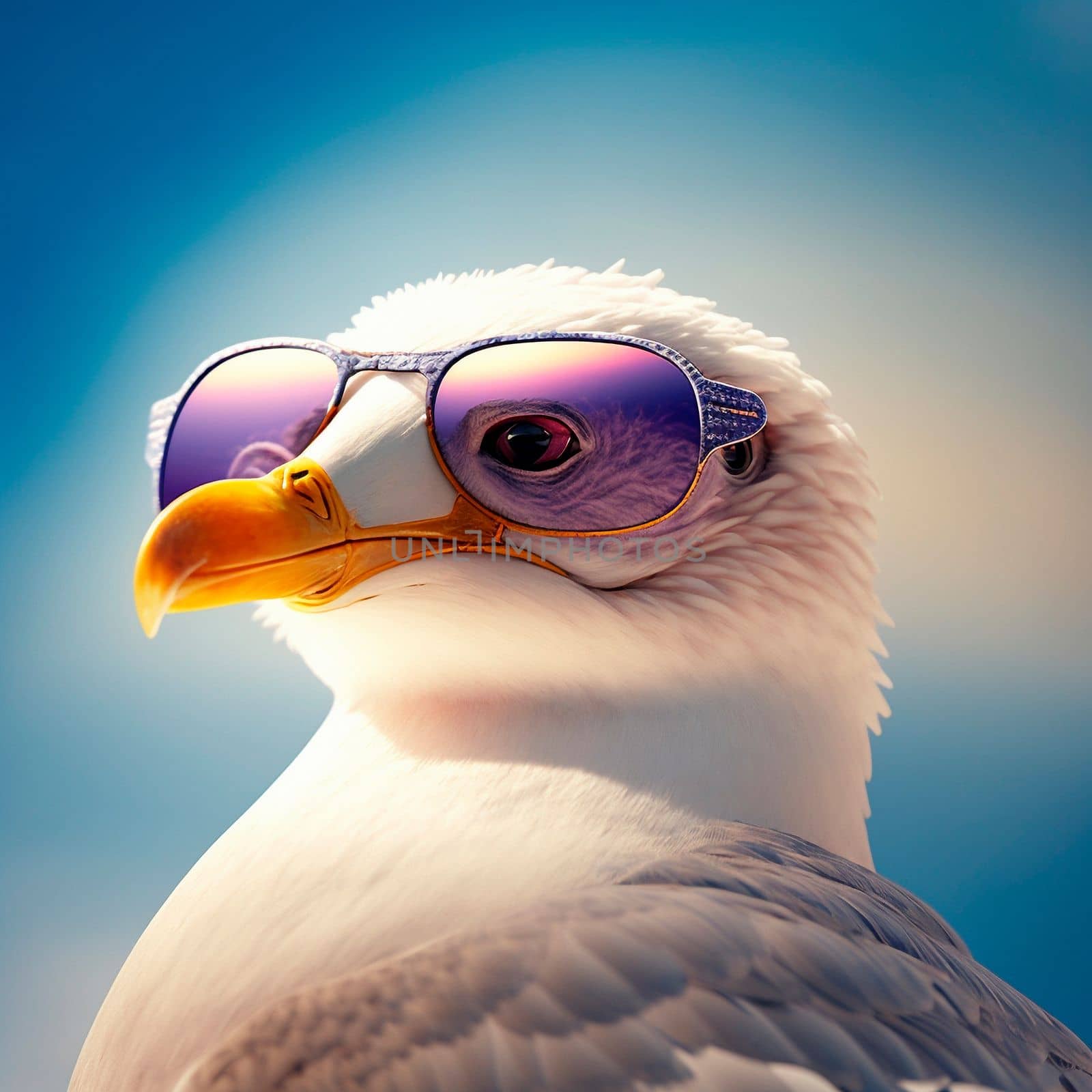 Seagull in sunglasses. High quality illustration