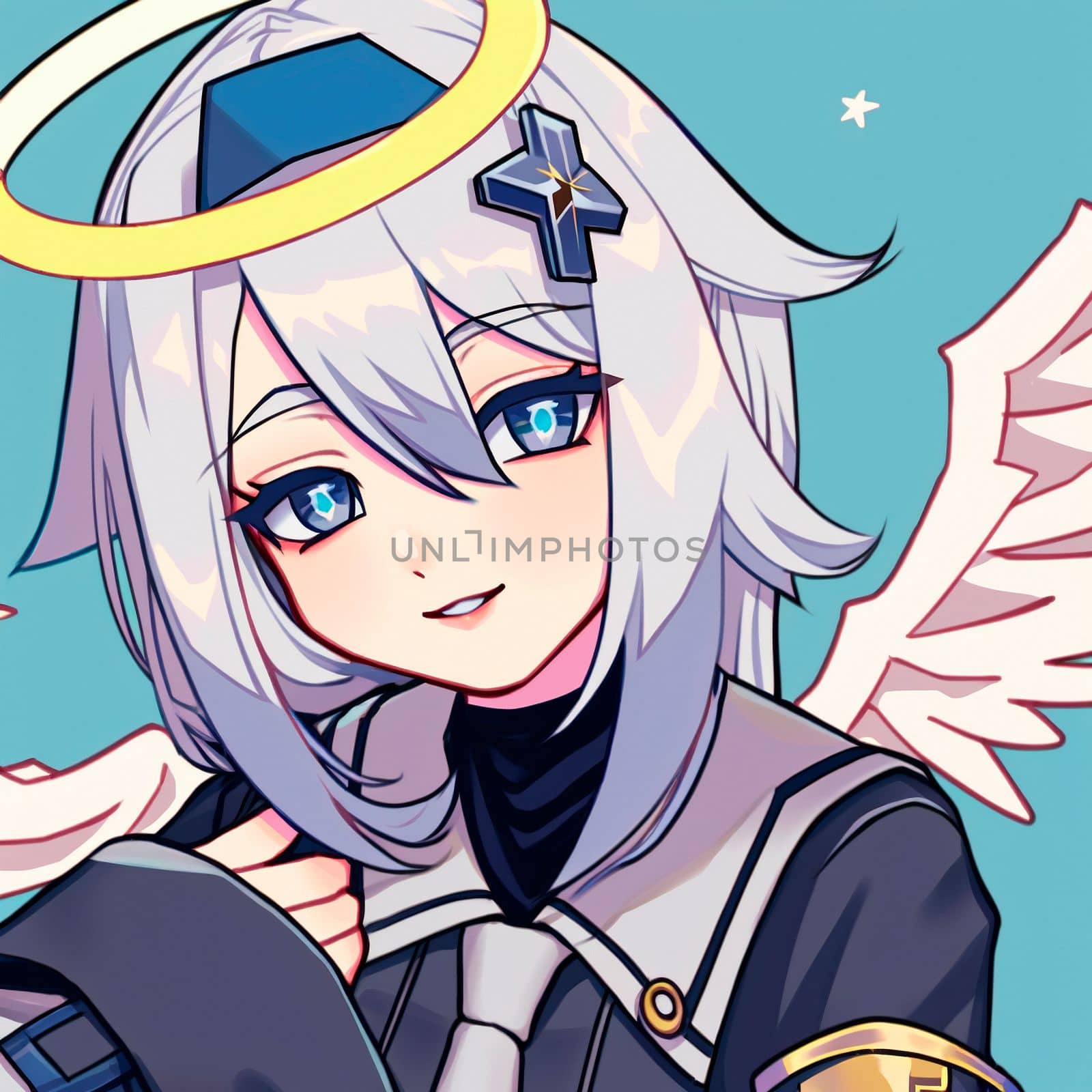 Beautiful angel girl in anime style. High quality illustration