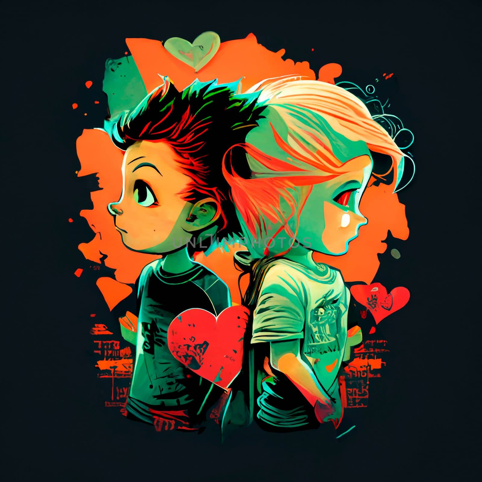 Two lovers, a boy and a girl. Design for Valentine's Day by NeuroSky