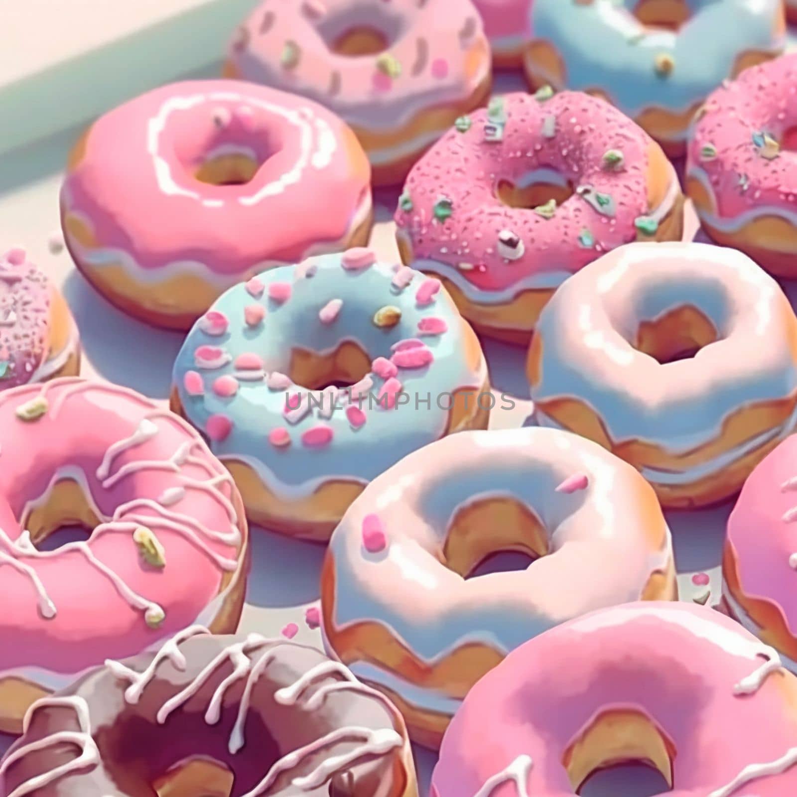 Background with donuts . High quality illustration