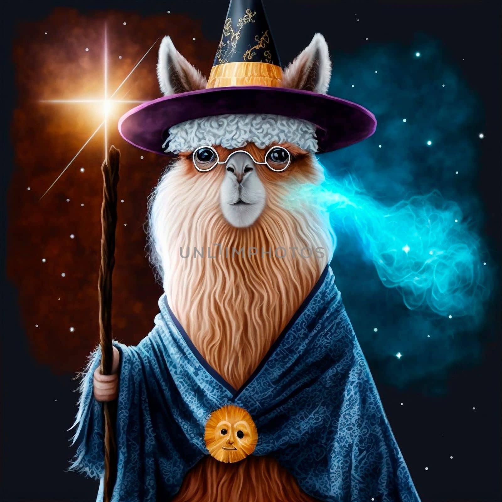 Alpaca wizard , magician with a wand by NeuroSky