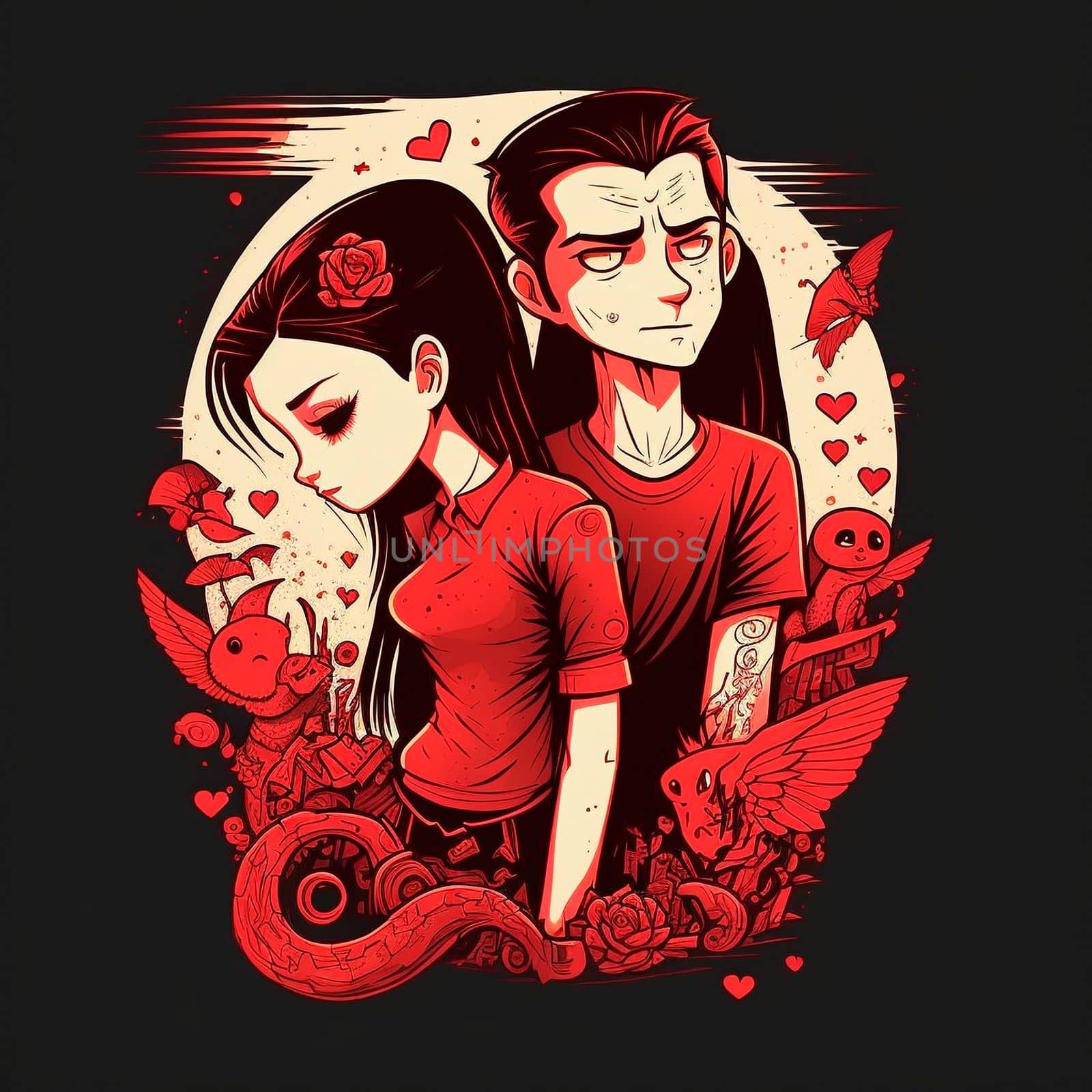 Two lovers, a boy and a girl. Design for Valentine's Day by NeuroSky