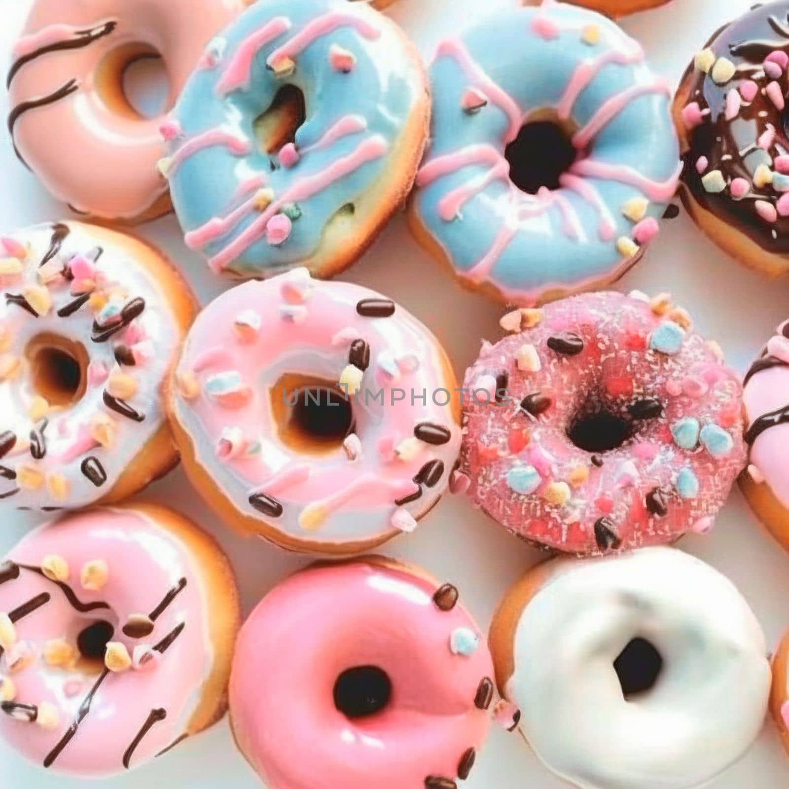 Background with donuts . High quality illustration