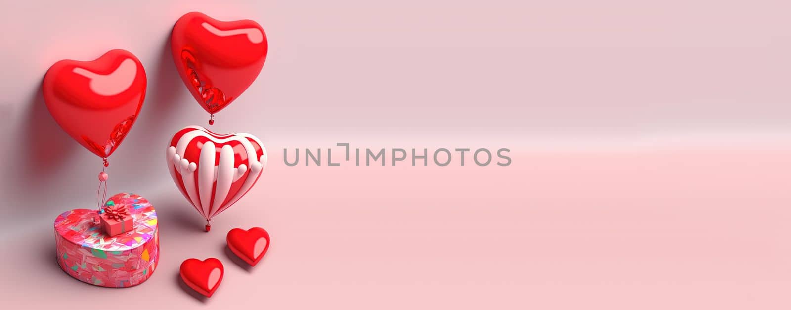 Valentine's Day banner with a sparkling red 3D heart by templator