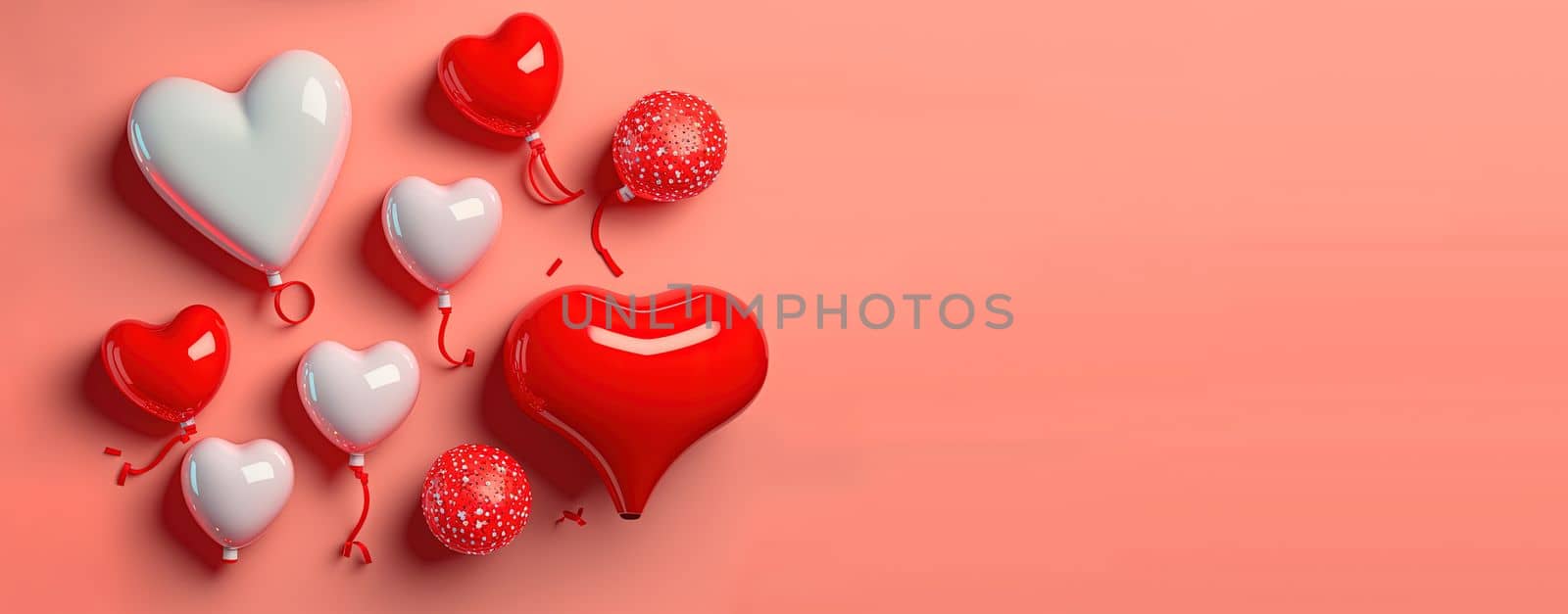 "Valentine's Day background with a radiant red 3D heart by templator