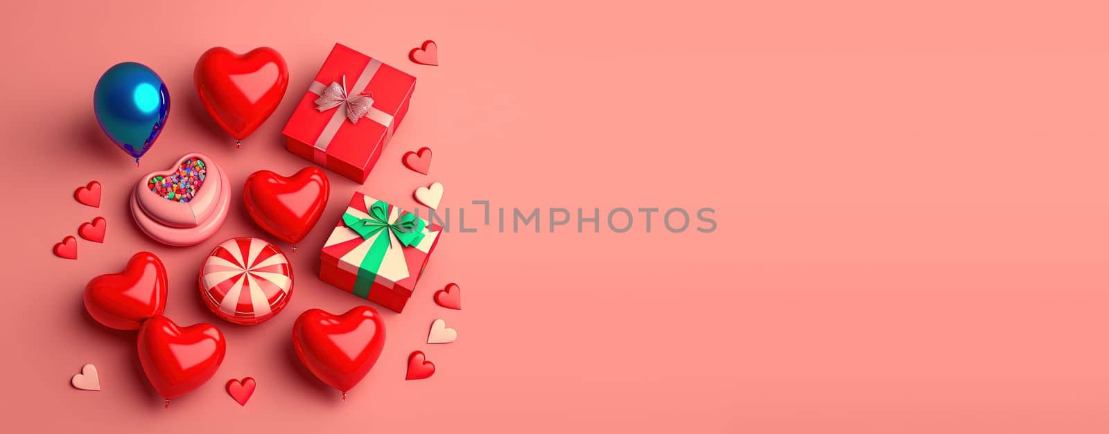 "Valentine's Day background with a radiant red 3D heart