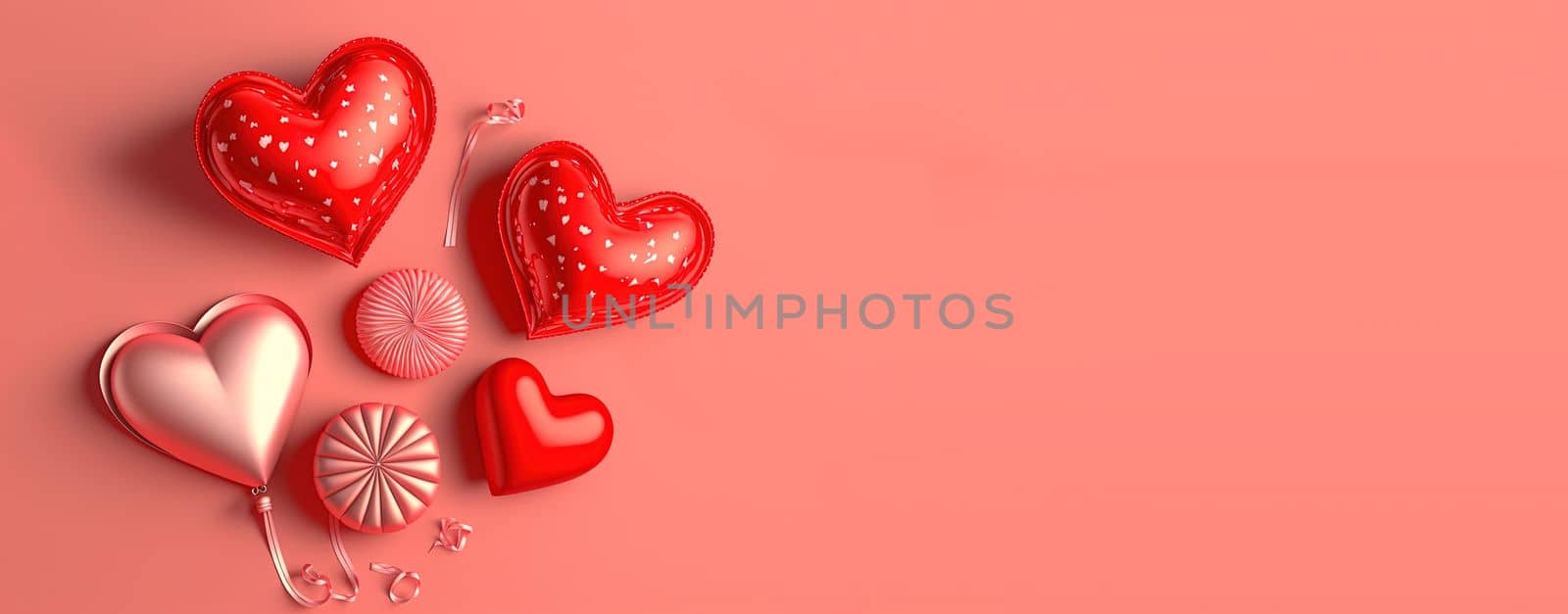 "Valentine's Day background with a radiant red 3D heart