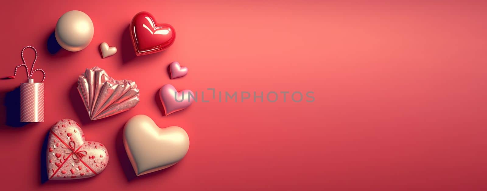 Valentine's Day banner with a 3D heart in a bold red color