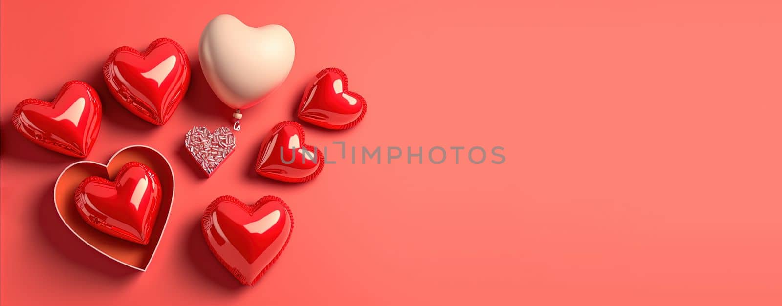 Valentine's Day banner with a 3D heart in a bold red color by templator