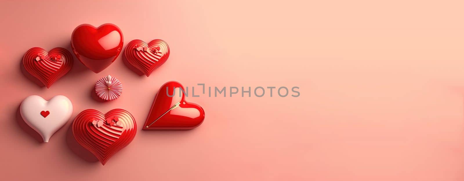 Valentine's Day banner with a 3D heart in a bold red color by templator