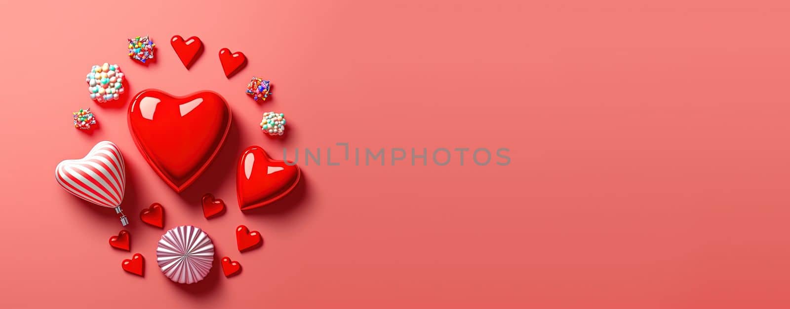 Valentine's Day banner with a striking red 3D heart shape