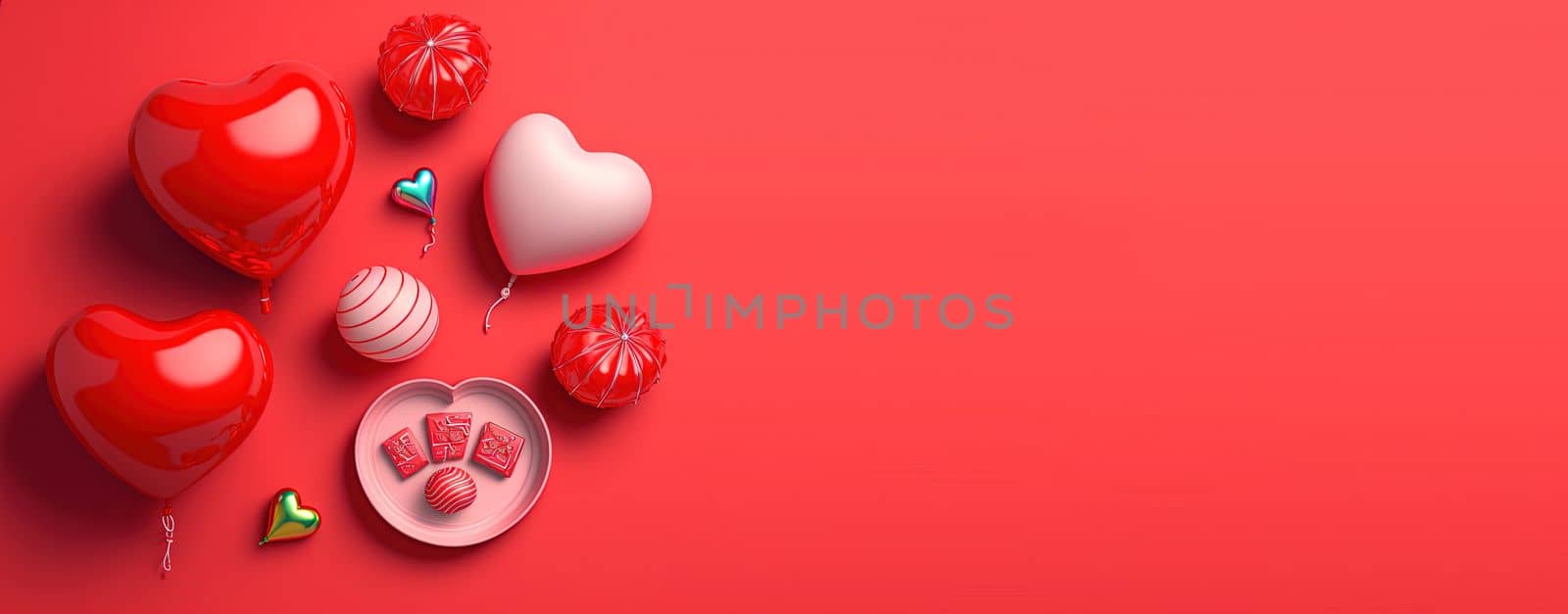 Valentine's Day banner with a striking red 3D heart shape by templator