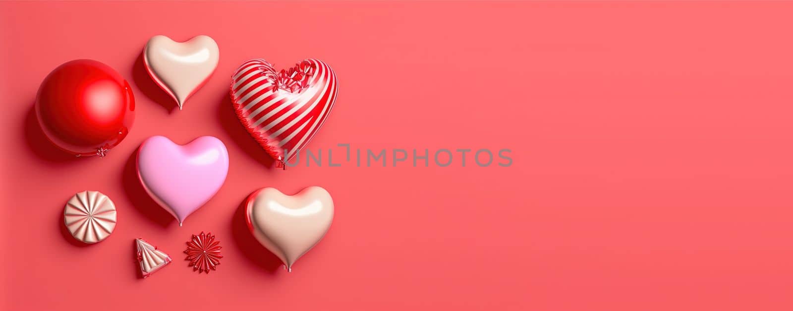 Valentine's Day banner with a striking red 3D heart shape