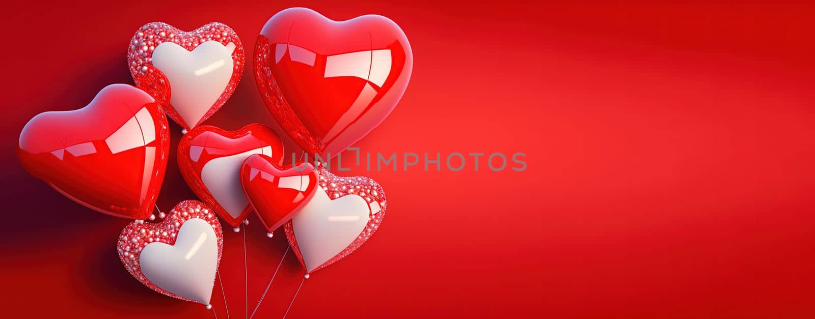 Valentine's Day banner background with a shining red 3D heart by templator