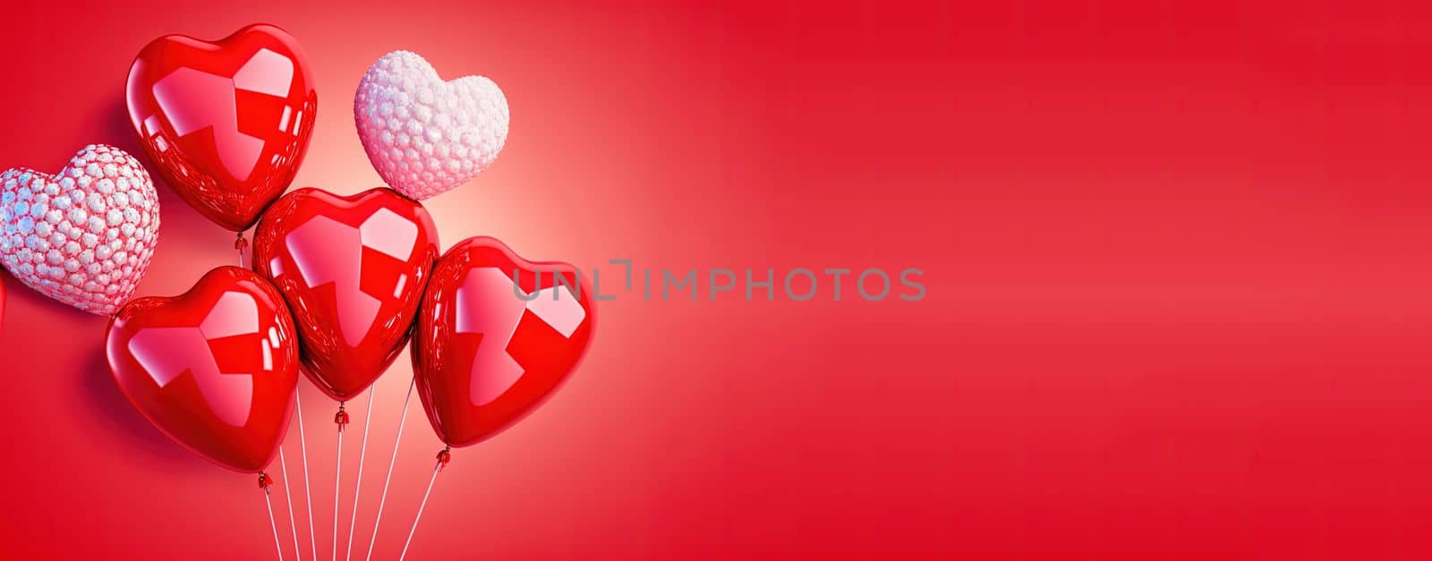 Valentine's Day banner background with a shining red 3D heart by templator