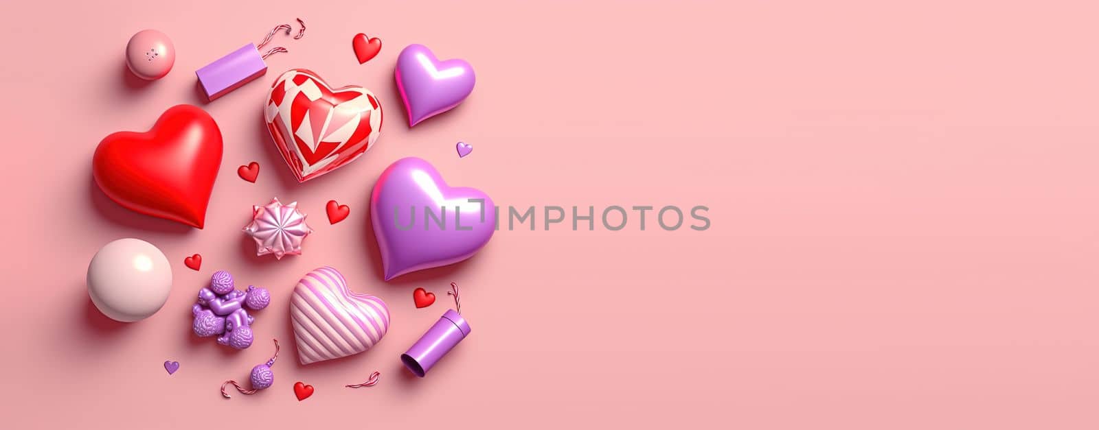 Shiny red heart on a festive Valentine's Day banner background by templator