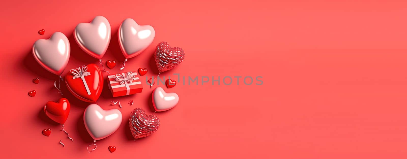 Valentine's Day banner with a sparkling red 3D heart by templator