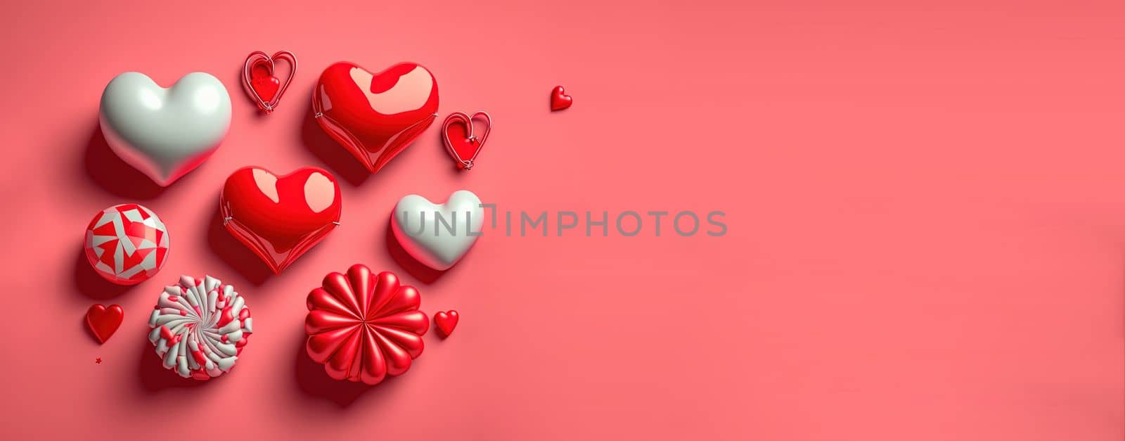 Valentine's Day banner with a sparkling red 3D heart