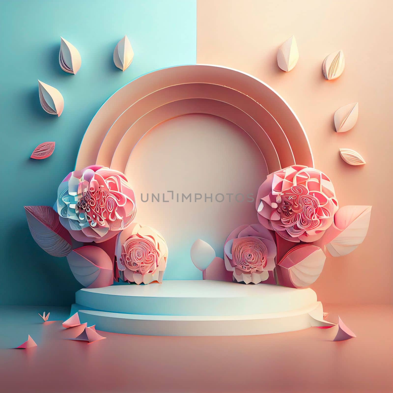 Pink podium 3d illustration for product display by templator