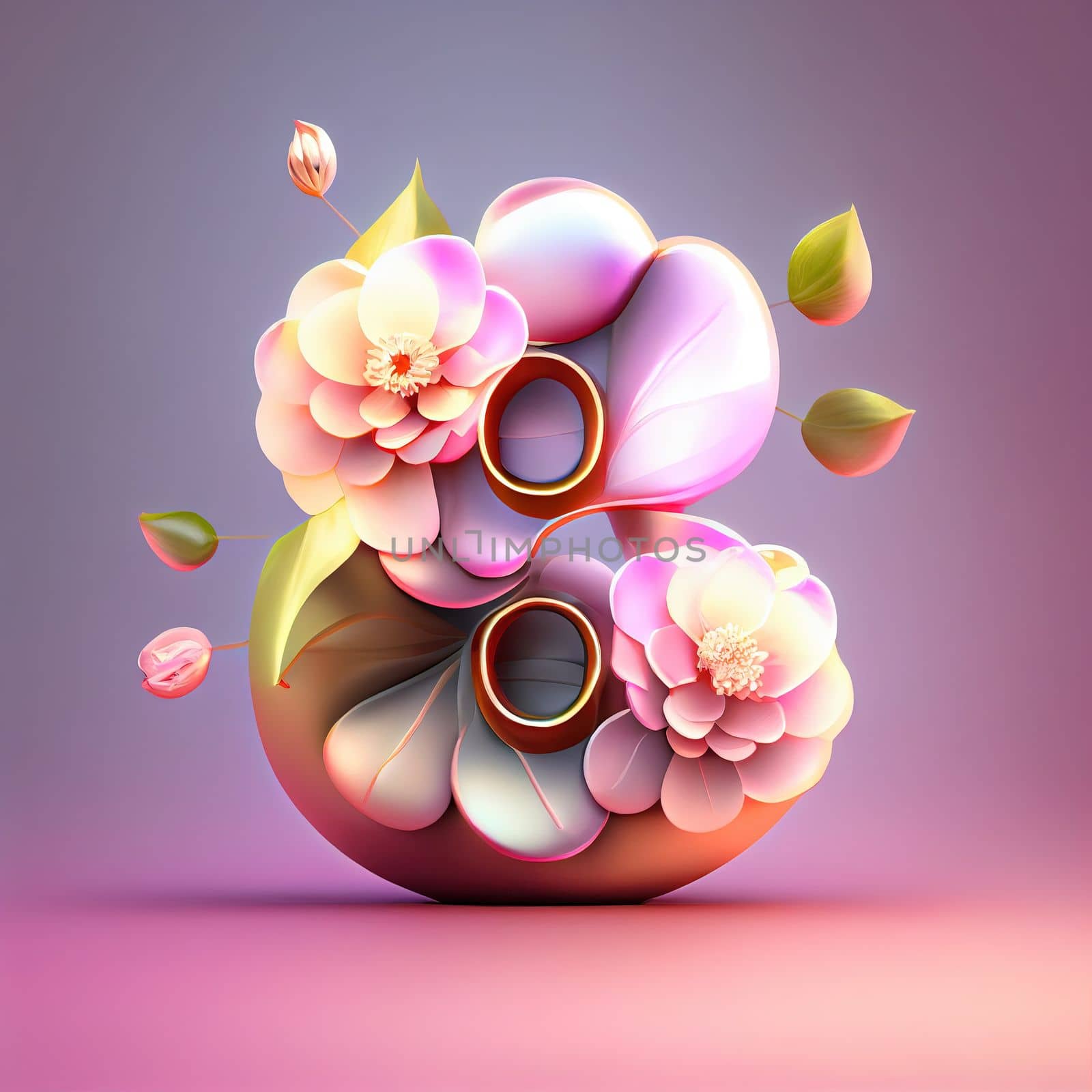 Creative illustration of number 8 with floral decoration for 8 march women's day celebration