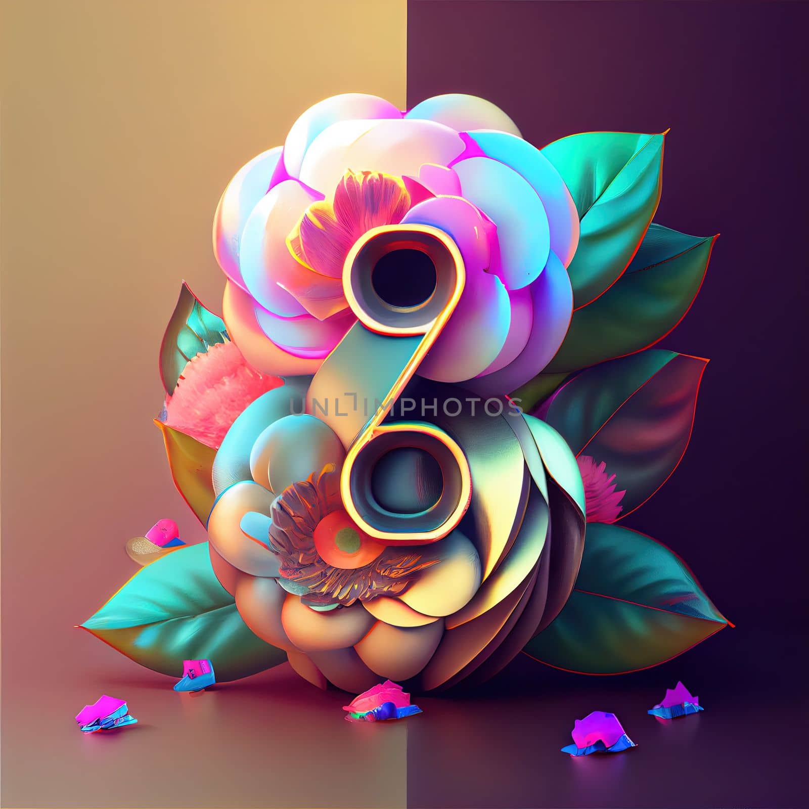 Creative illustration of number 8 with floral decoration for 8 march women's day celebration