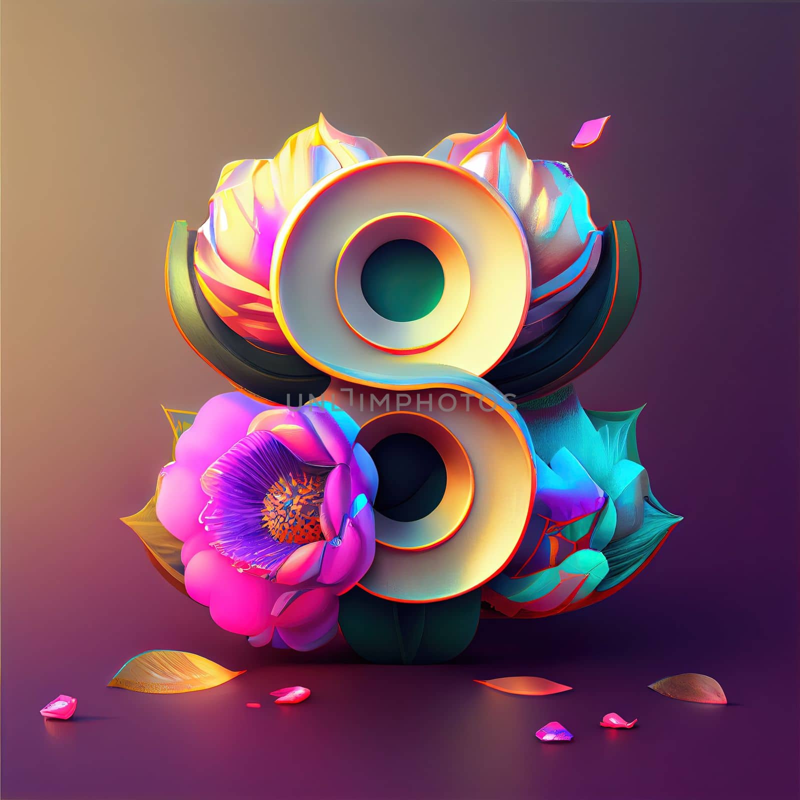 Creative illustration of number 8 with floral decoration for 8 march women's day celebration