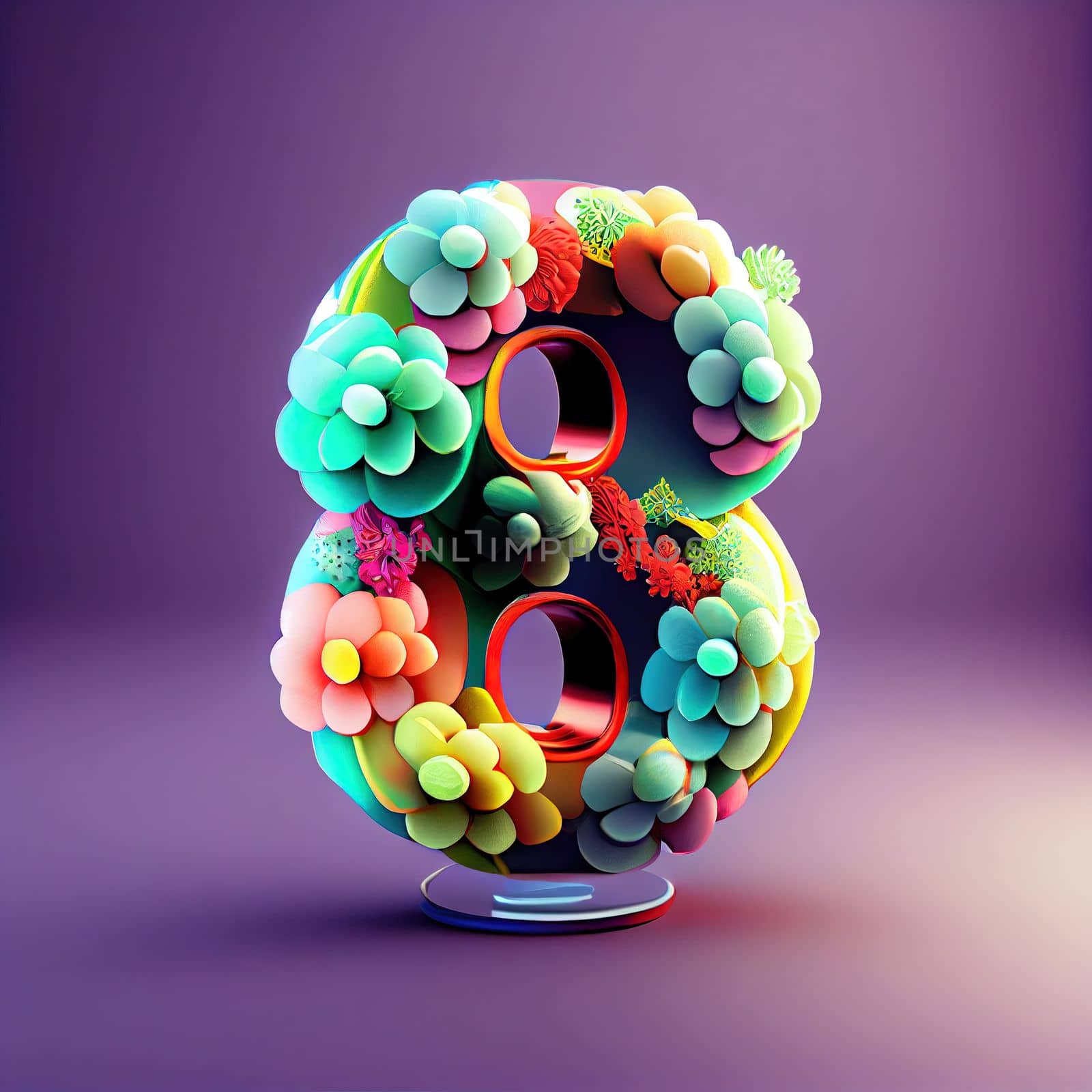 Creative illustration of number 8 with floral decoration for 8 march women's day celebration